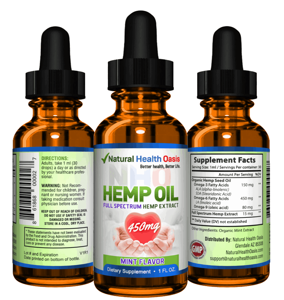 NHO Full Spectrum Hemp Oil Extracts front facts back