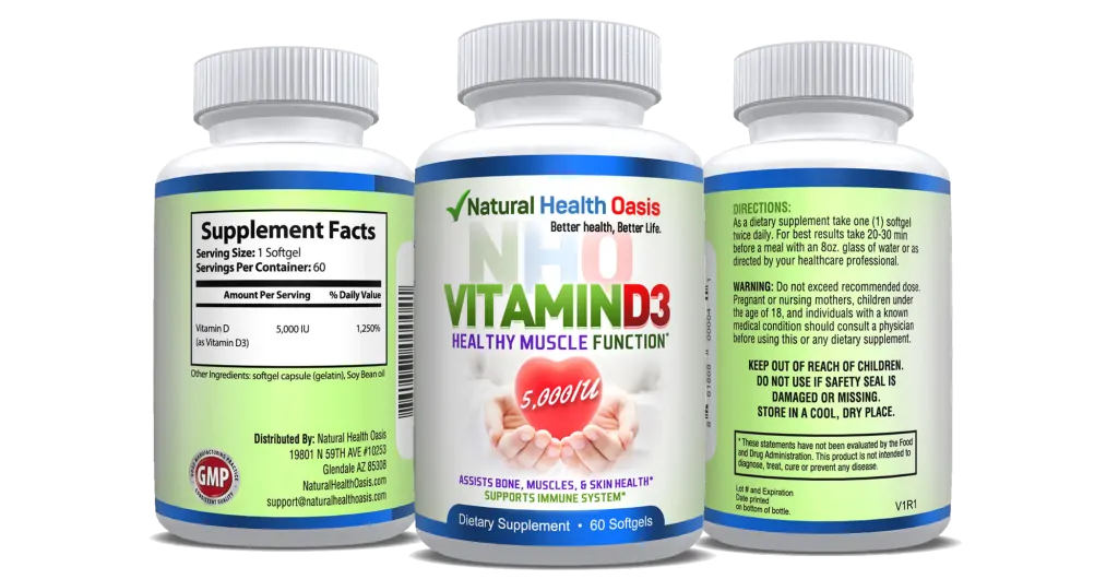 Natural Health Oasis NHO Vitamin D3 5000 IU